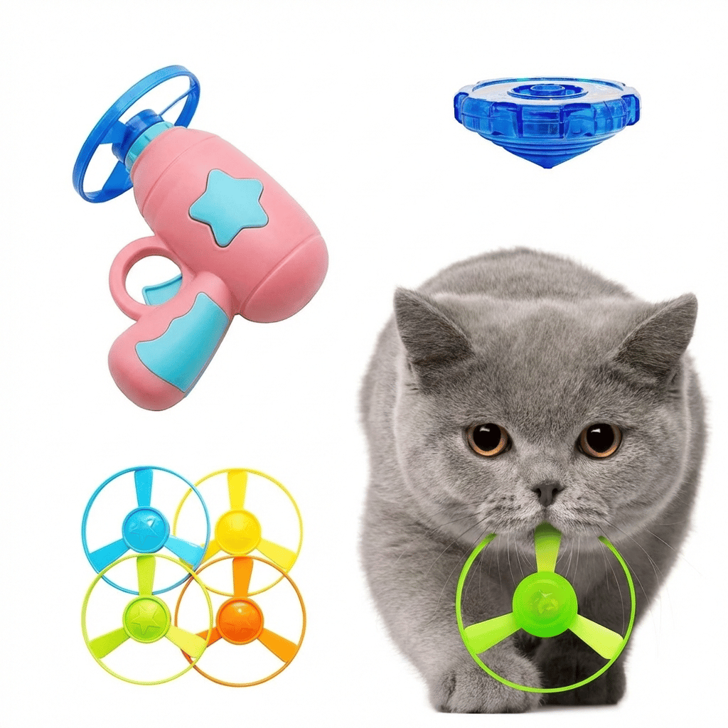 🔥7 piece set Interactive LED Flying Disc Launcher & Fetch Toy for Cats