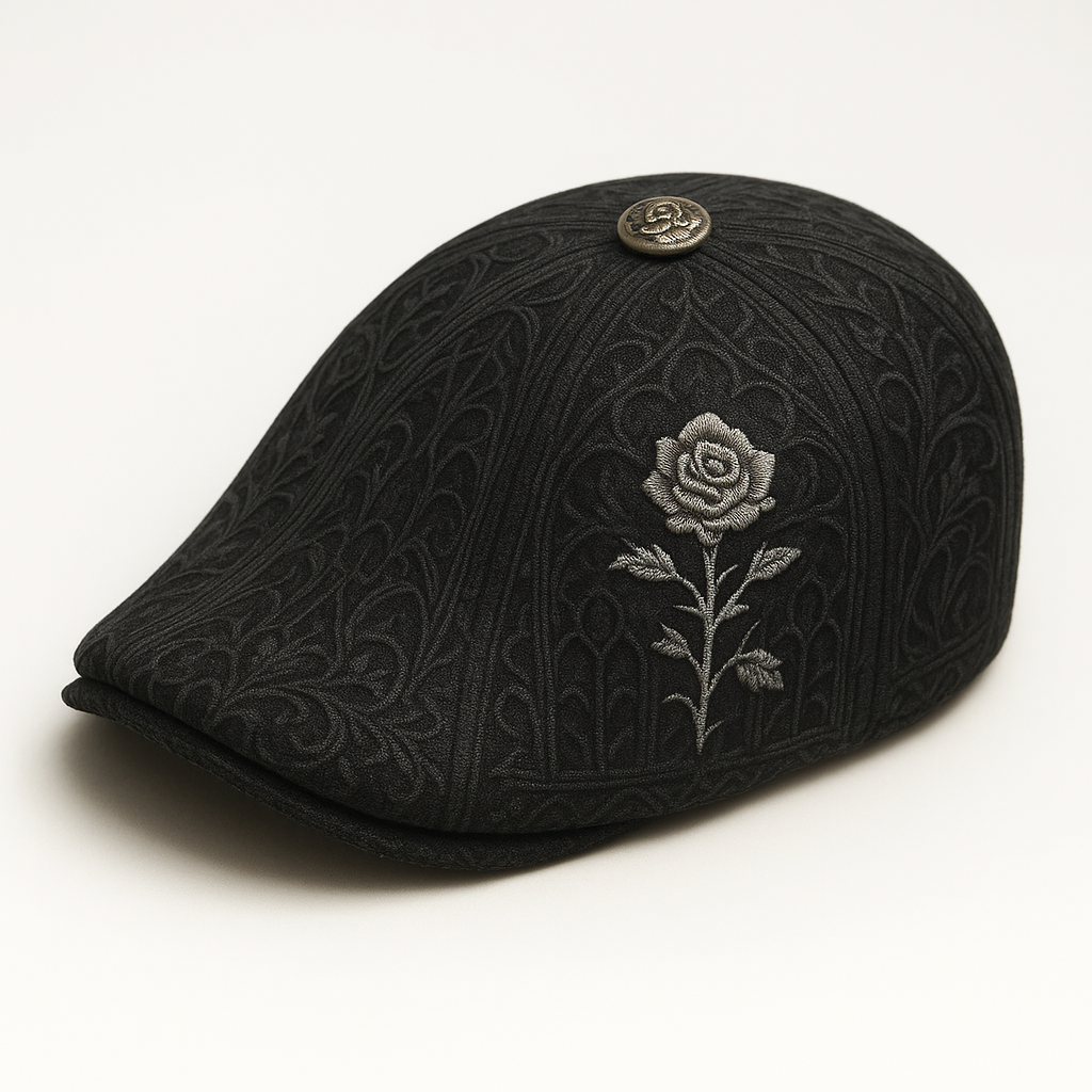 🧢🌹Skull & Thorn Flat Cap