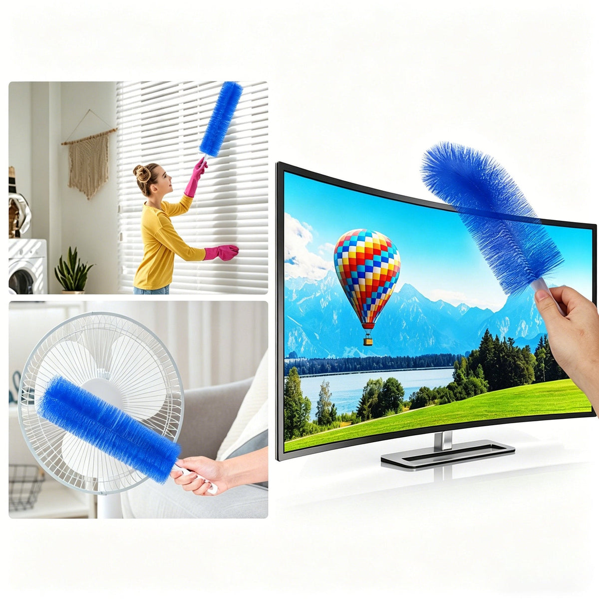 ✨ 360° Flexible Microfiber Fan Duster Brushes – Reusable Cleaning Tools for Blades, Vents & Blinds