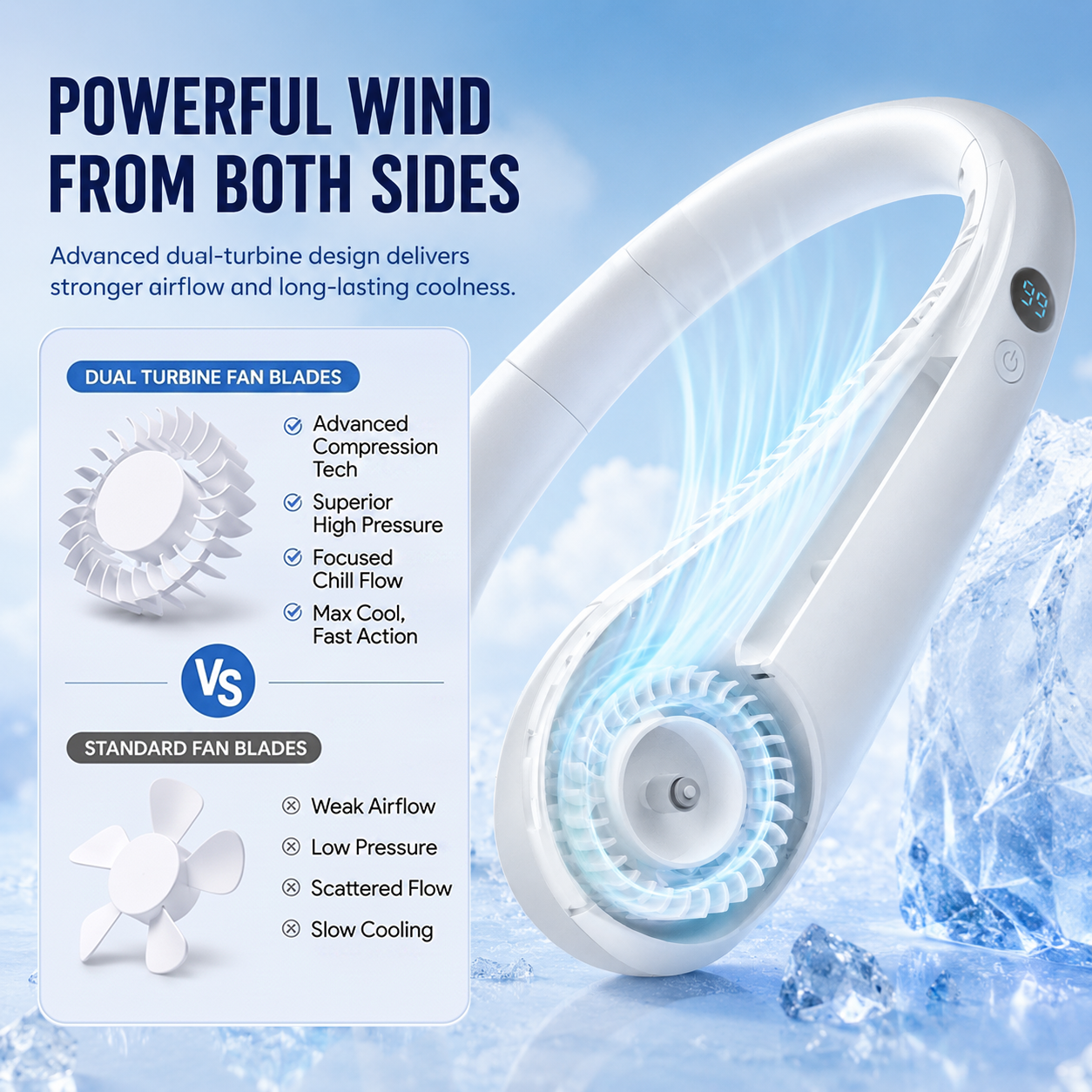 🥳2026 HOT SALE🥳💞50K+ SOLD!🍃💨 50% OFF! Neck Air Conditioner Fan – Ultra‑quiet, 360° rotating, Hands‑free cooling, long battery. 🌬️