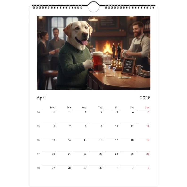 Labrador dog Calendar 2026 - Daily Activities