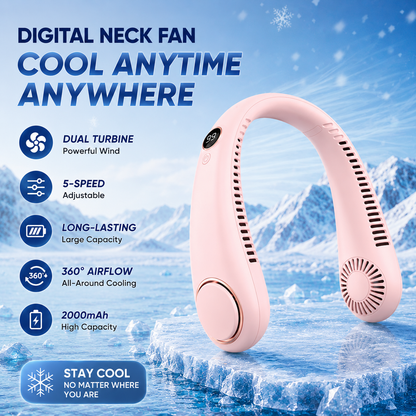 🥳2026 HOT SALE🥳💞50K+ SOLD!🍃💨 50% OFF! Neck Air Conditioner Fan – Ultra‑quiet, 360° rotating, Hands‑free cooling, long battery. 🌬️