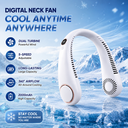 🥳2026 HOT SALE🥳💞50K+ SOLD!🍃💨 50% OFF! Neck Air Conditioner Fan – Ultra‑quiet, 360° rotating, Hands‑free cooling, long battery. 🌬️