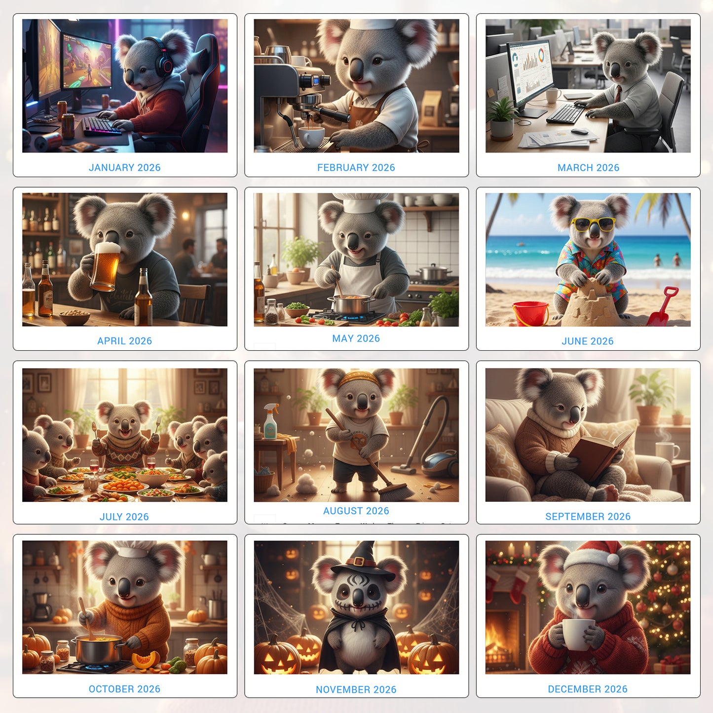 🐨Emotional Healing Koala Calendar 2026 - Daily Activities