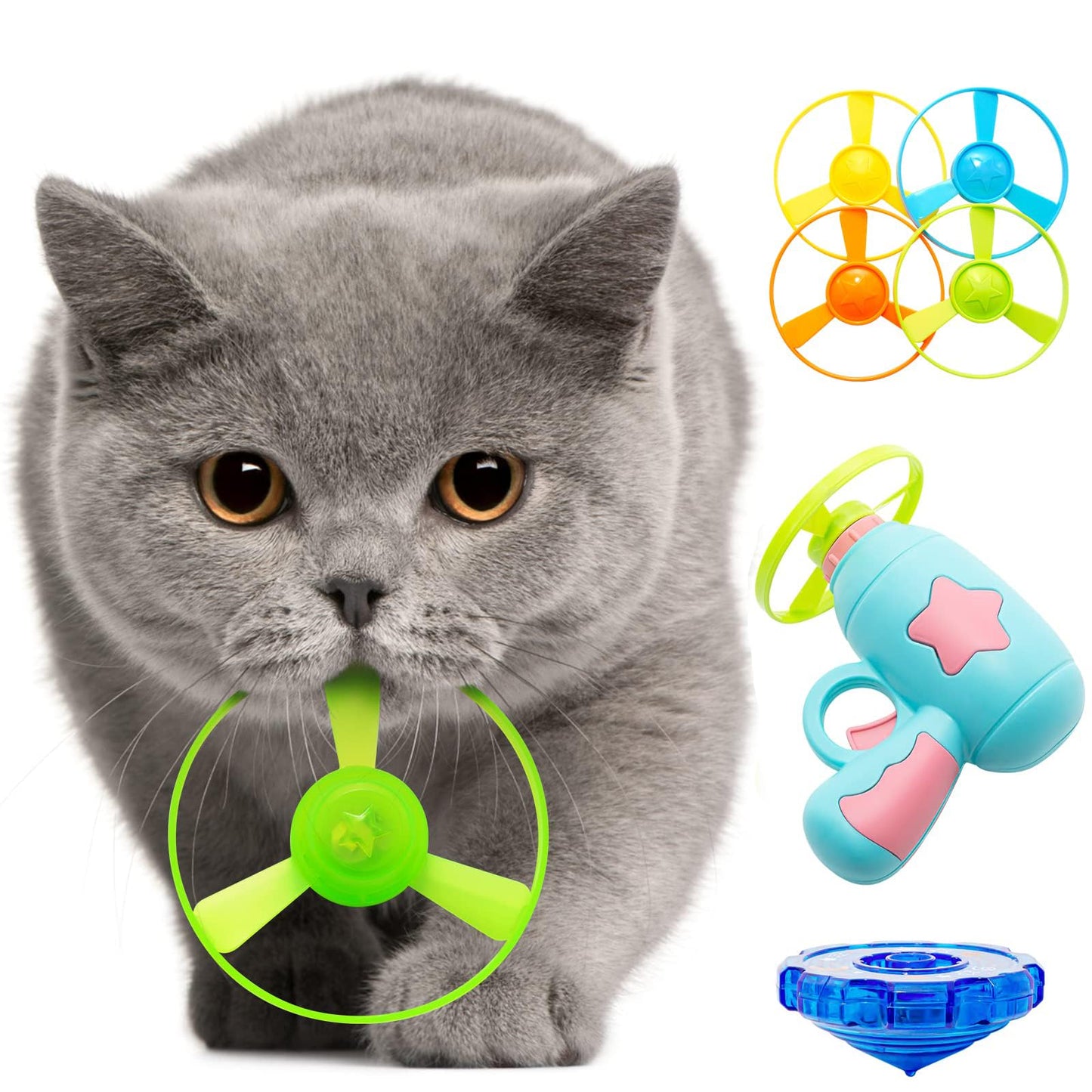 🔥7 piece set Interactive LED Flying Disc Launcher & Fetch Toy for Cats