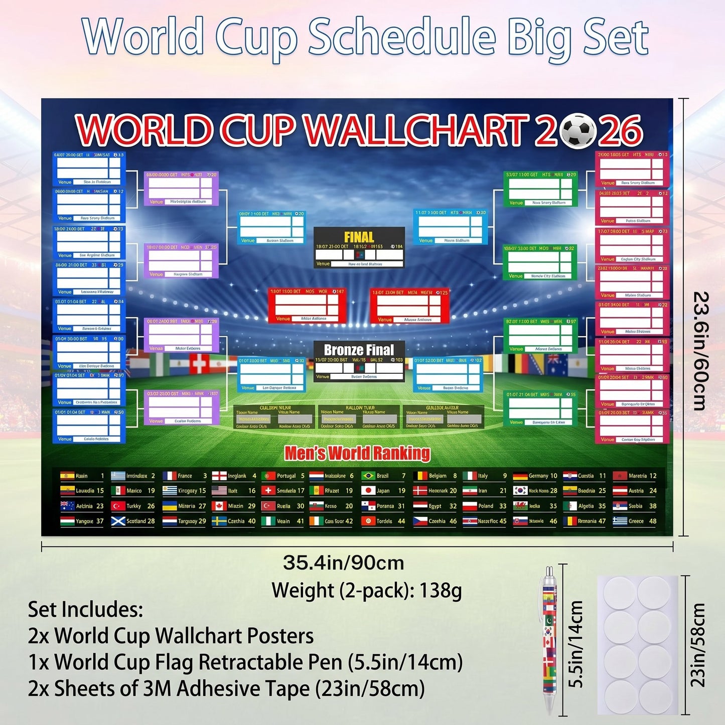 🗓️⚽ World Cup Wall Chart 2026 Poster Set🔥