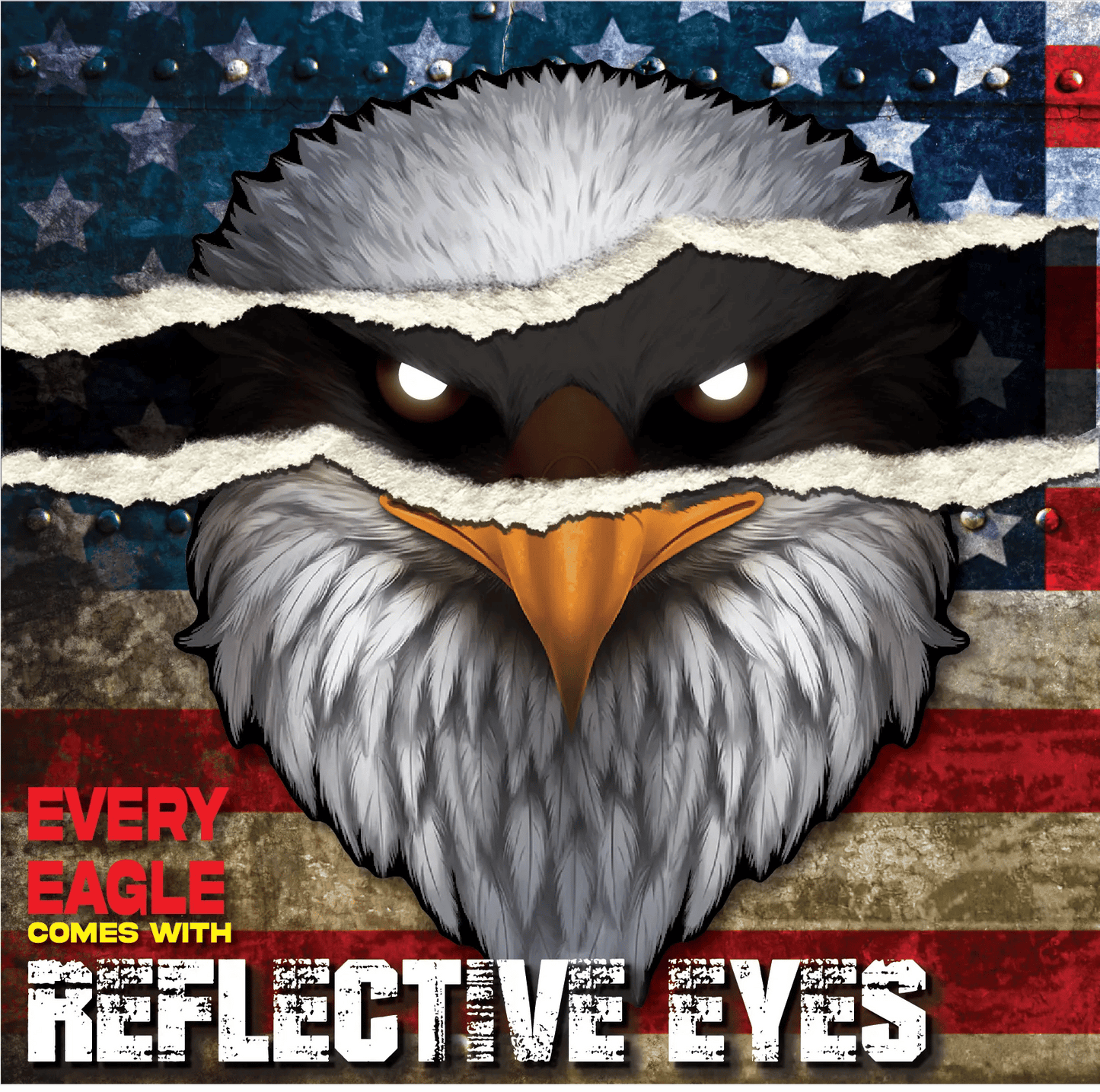 🔥Last Day 50% OFF-🦅Reflective Eagle Eyes USA Flag Decal – Waterproof Patriotic Vinyl Sticker for Trucks, Cars & Gear