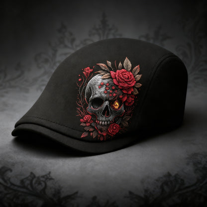 🌹🧢Skull & Thorn Flat Cap