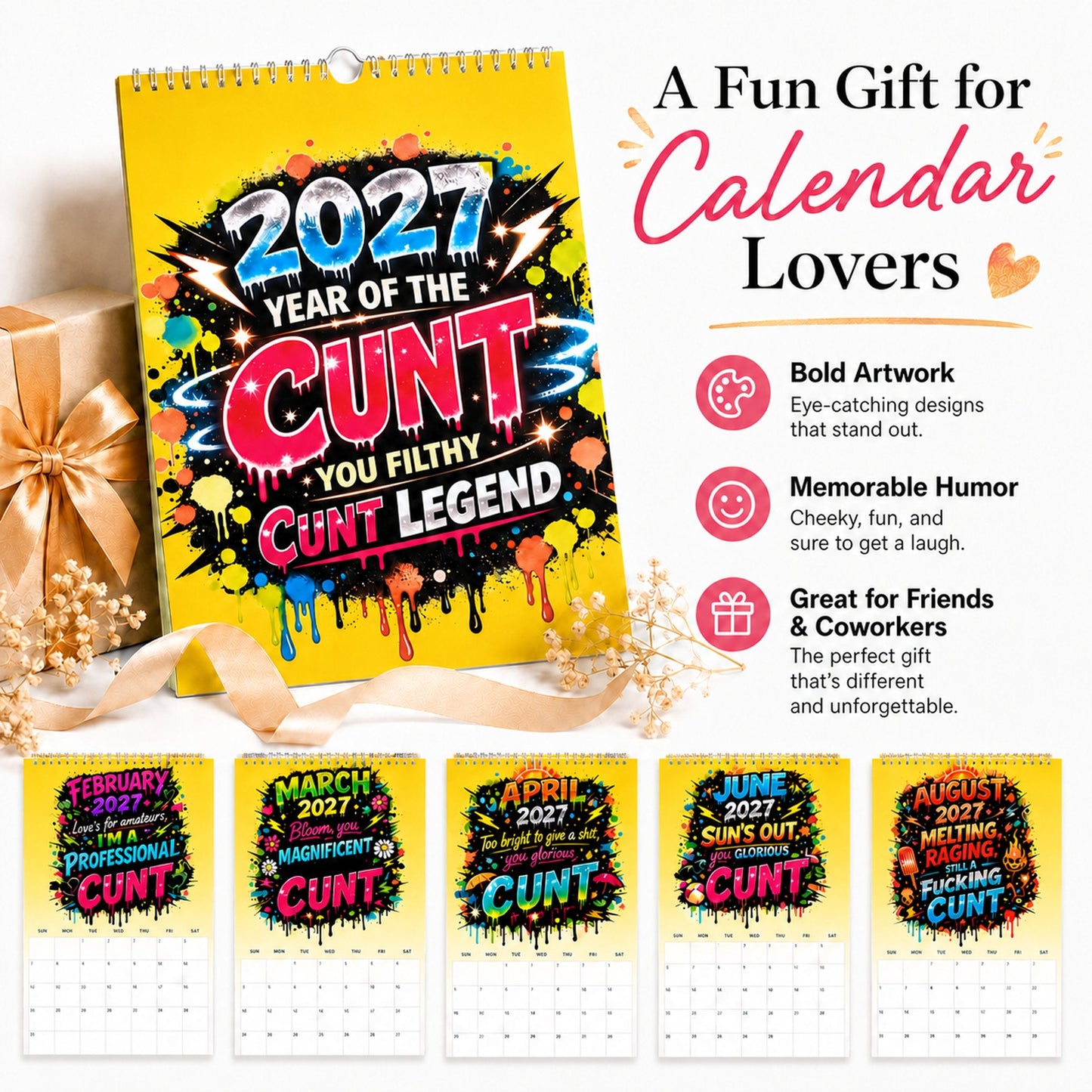 💥Early Bird Sale — 50% OFF🎁2027 Year of the Cunt Wall Calendar – Bold Graffiti Humor Calendar1📆🌟