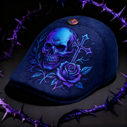 🌹🧢Skull & Thorn Flat Cap