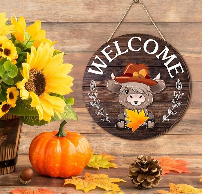 🐮35pcs Interchangeable Welcome Sign Highland Cow Sign