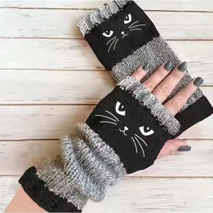 Cute Women’s Knitted Cat Gloves