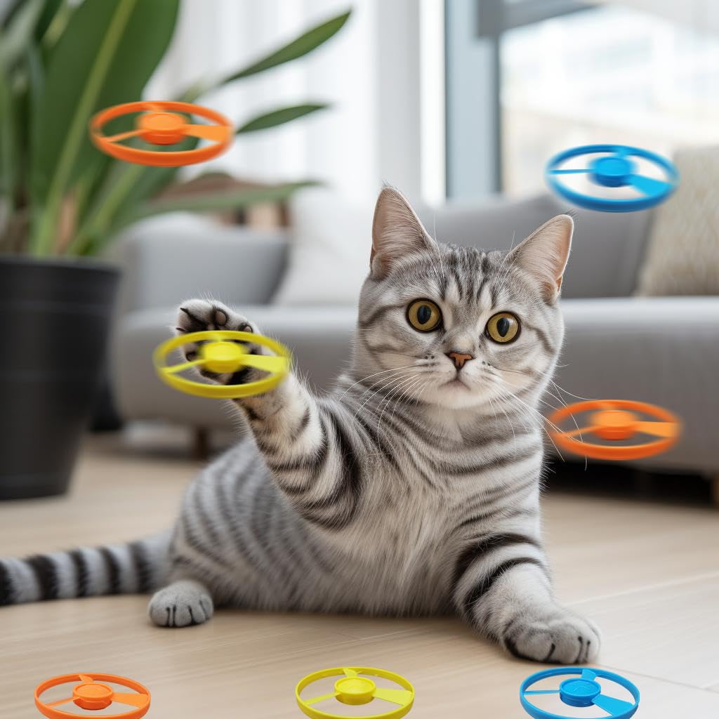 🔥7 piece set Interactive LED Flying Disc Launcher & Fetch Toy for Cats