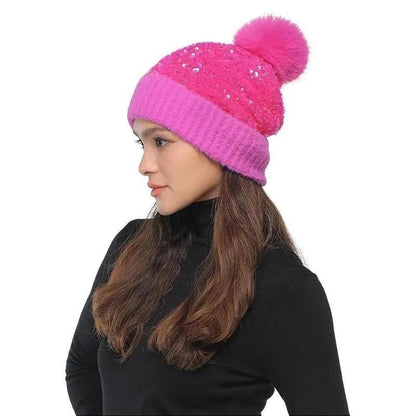 🔥Last Day 50% OFF - Winter Sparkly Sequin Pom Beanie