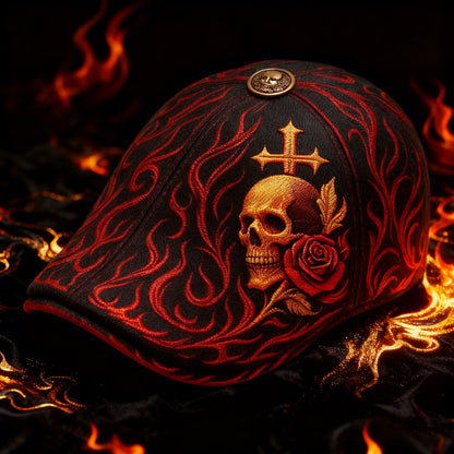 🌹🧢Skull & Thorn Flat Cap