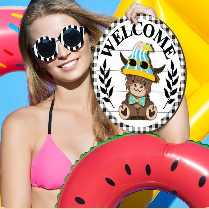 🐮35pcs Interchangeable Welcome Sign Highland Cow Sign