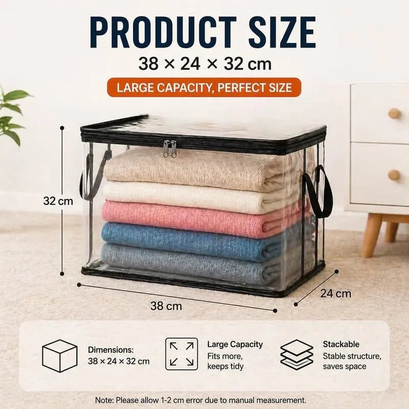 📦Large Heavy-Duty Thick Plastic Clear Storage Bag for Clothes, Moving & Storage