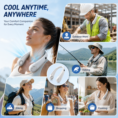 🥳2026 HOT SALE🥳💞50K+ SOLD!🍃💨 50% OFF! Neck Air Conditioner Fan – Ultra‑quiet, 360° rotating, Hands‑free cooling, long battery. 🌬️