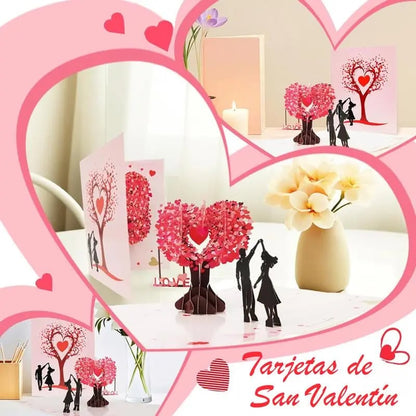 3D Pop-Up Anniversary Card - Romantic Love Tree & Hearts Design💌