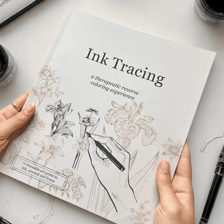 ✍️🔥Ink Tracing: A Therapeutic Reverse Coloring Experience – 10 Beautiful Prints for Calm & Creative Flow (Beginner-Friendly💕)