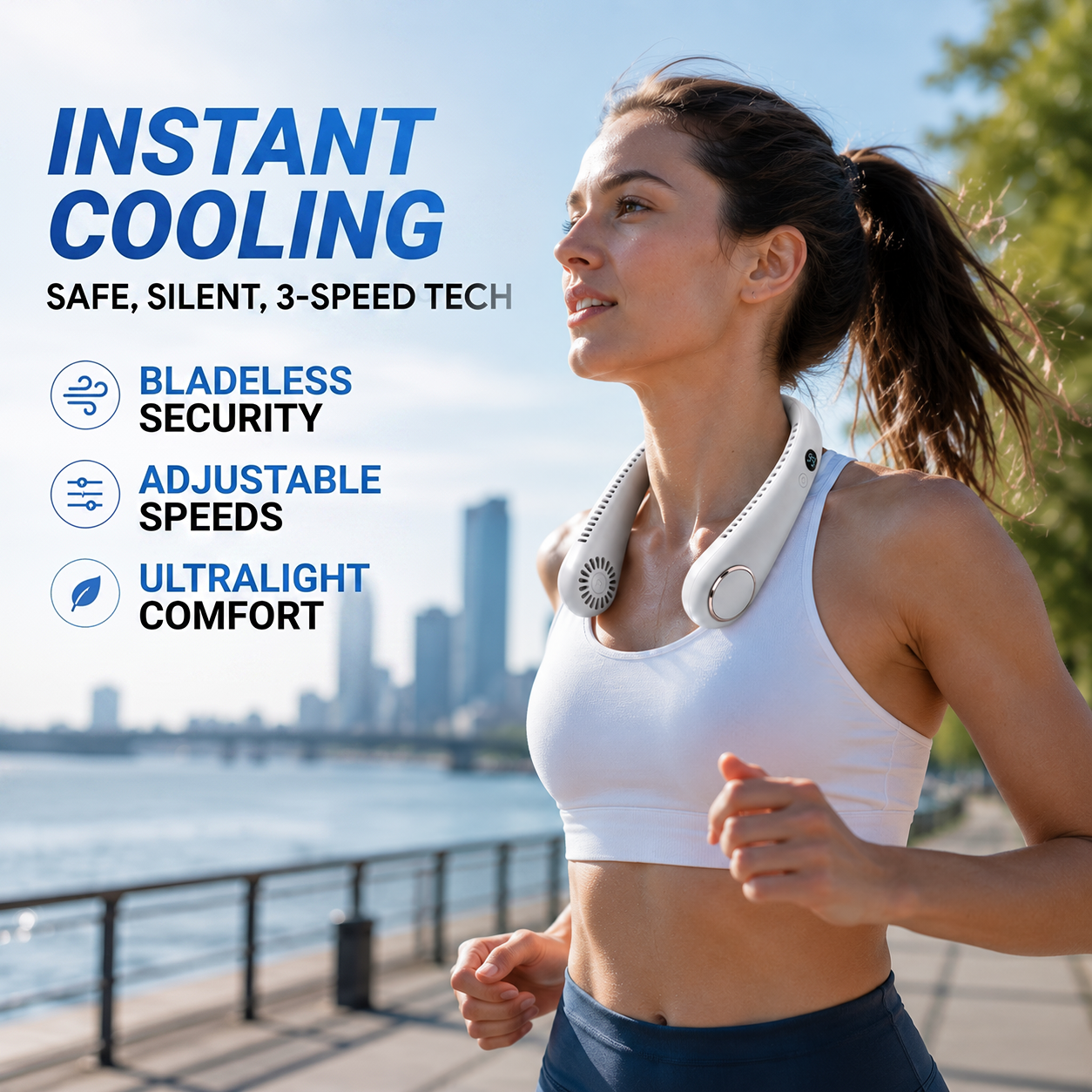 🥳2026 HOT SALE🥳💞50K+ SOLD!🍃💨 50% OFF! Neck Air Conditioner Fan – Ultra‑quiet, 360° rotating, Hands‑free cooling, long battery. 🌬️