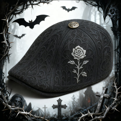 🌹🧢Skull & Thorn Flat Cap