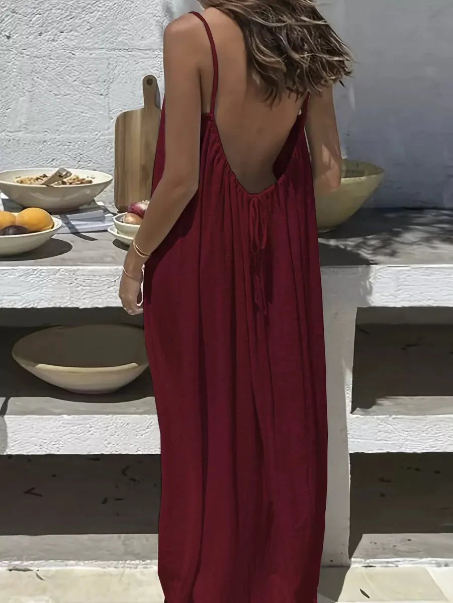 🔥Last Day Discount 50% OFF🎁Backless Spaghetti Strap Maxi Dress💃