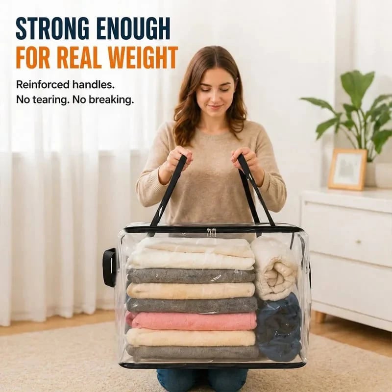 📦Large Heavy-Duty Thick Plastic Clear Storage Bag for Clothes, Moving & Storage