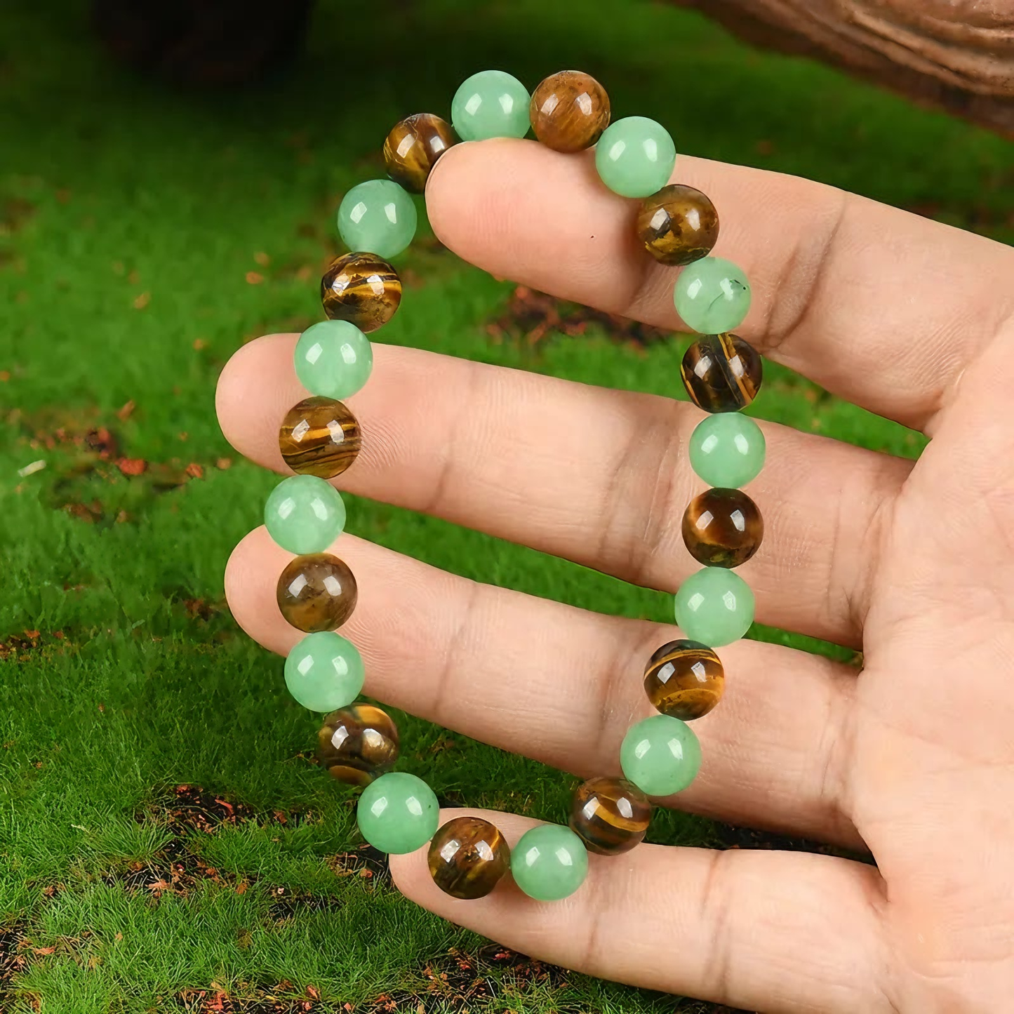 🍀Money Attraction Energy Bracelet – Green Aventurine + Tiger Eye 💸