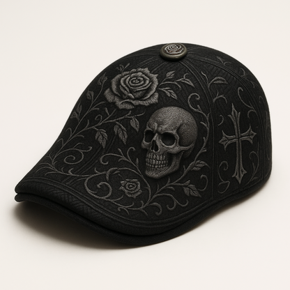 🌹🧢Skull & Thorn Flat Cap