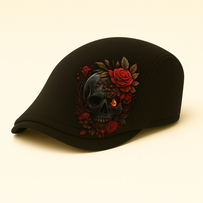 🌹🧢Skull & Thorn Flat Cap