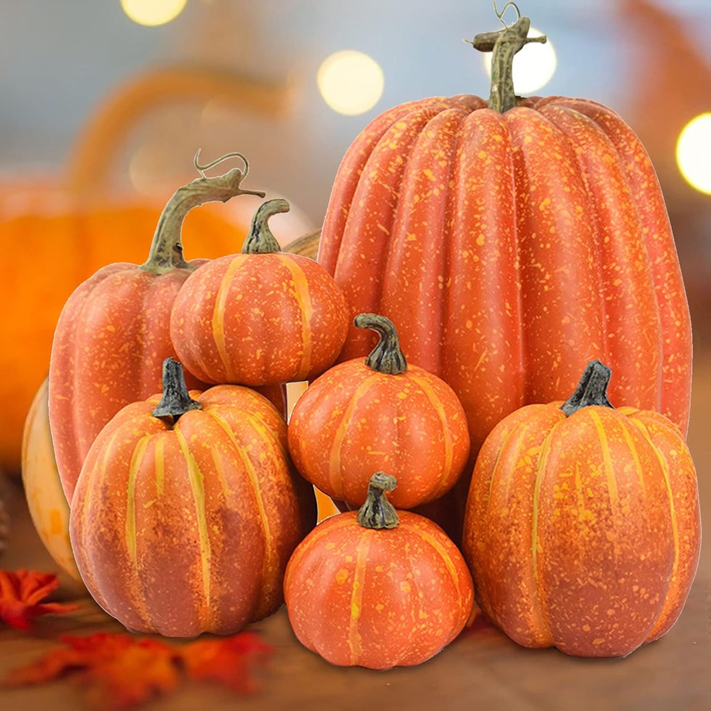 🎃Artificial Pumpkin Decorations – 7 Pcs Set 🎃 Fall, Halloween, and Thanksgiving Home Decor