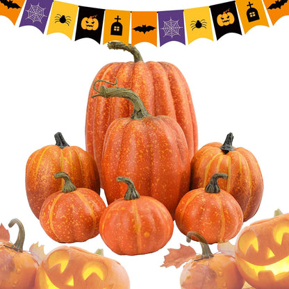 🎃Artificial Pumpkin Decorations – 7 Pcs Set 🎃 Fall, Halloween, and Thanksgiving Home Decor