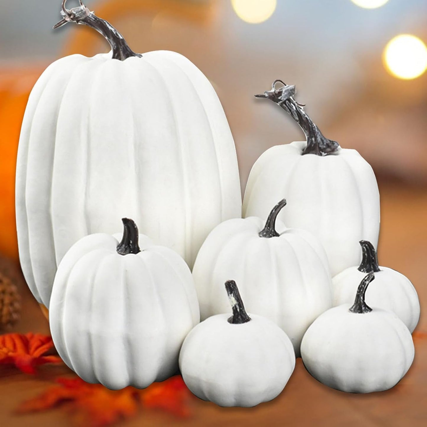 🎃Artificial Pumpkin Decorations – 7 Pcs Set 🎃 Fall, Halloween, and Thanksgiving Home Decor