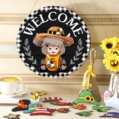 🐮35pcs Interchangeable Welcome Sign Highland Cow Sign