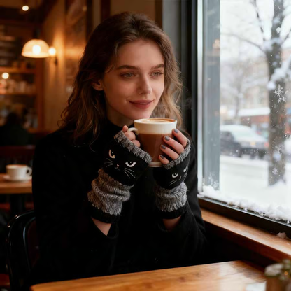 Cute Women’s Knitted Cat Gloves