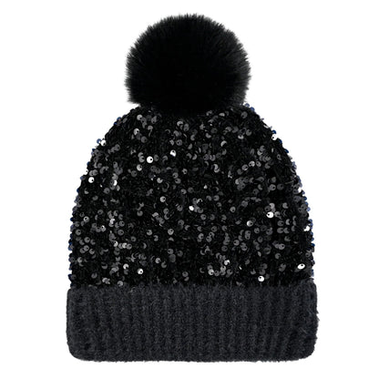 🔥Last Day 50% OFF - Winter Sparkly Sequin Pom Beanie