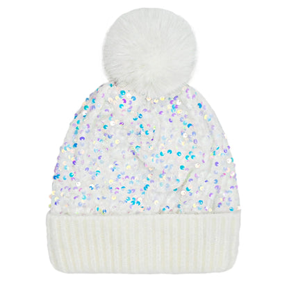 🔥Last Day 50% OFF - Winter Sparkly Sequin Pom Beanie