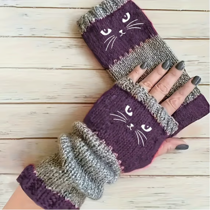Cute Women’s Knitted Cat Gloves