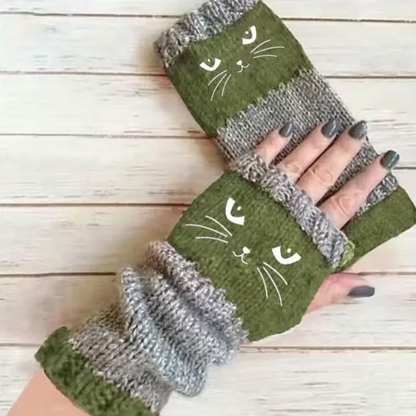 Cute Women’s Knitted Cat Gloves