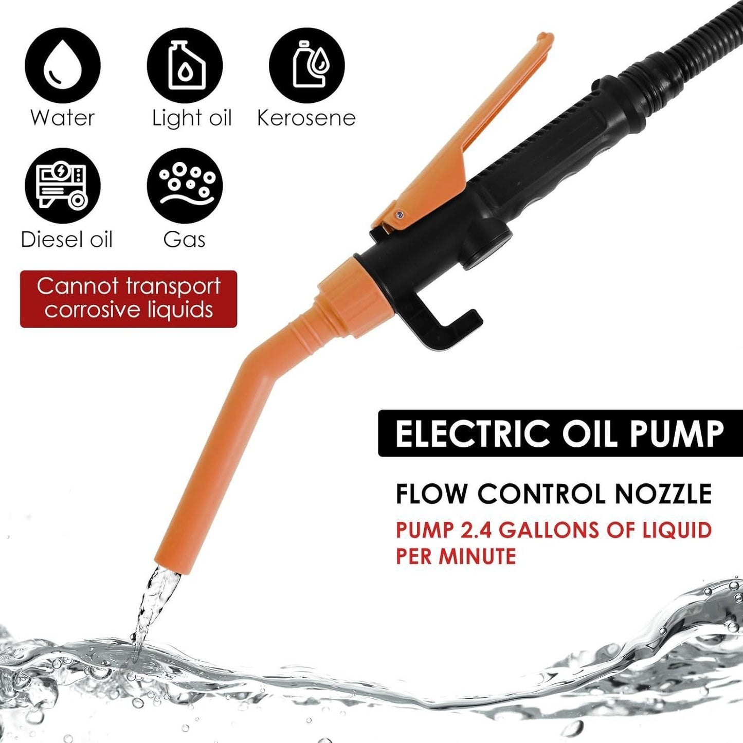🔥🔥Last Day 49% OFF - Battery Powered Fuel Inlet Pump with 4ft Oil Outlet Pipe (Battery Not Included)