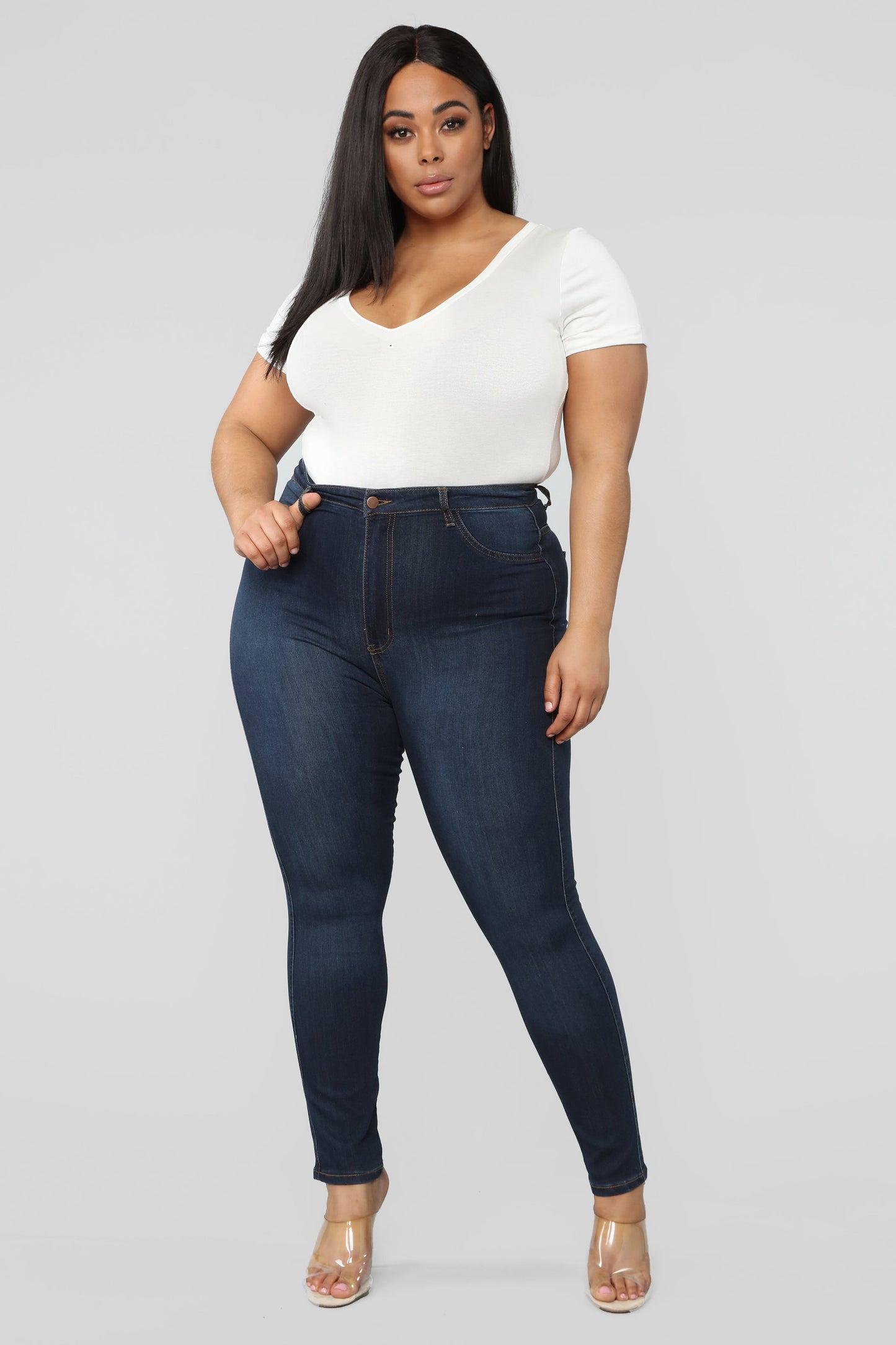 Classic High Waist Skinny Jeans - Dark Denim