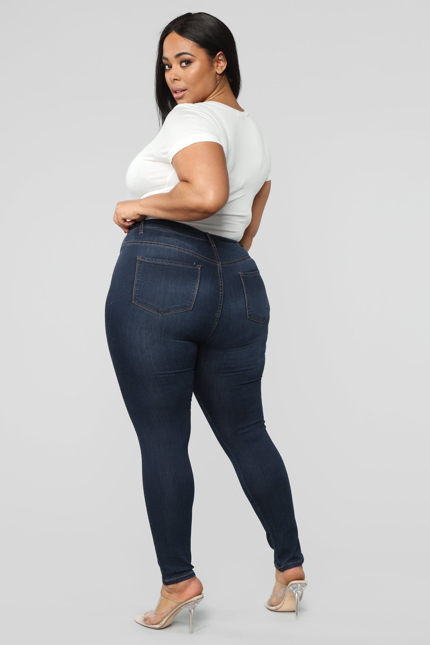 Classic High Waist Skinny Jeans - Dark Denim