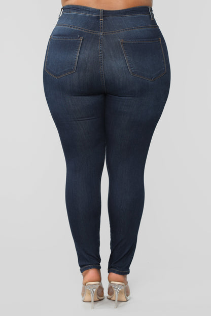 Classic High Waist Skinny Jeans - Dark Denim