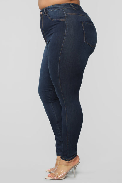 Classic High Waist Skinny Jeans - Dark Denim