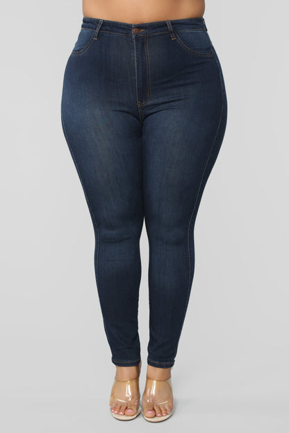 Classic High Waist Skinny Jeans - Dark Denim