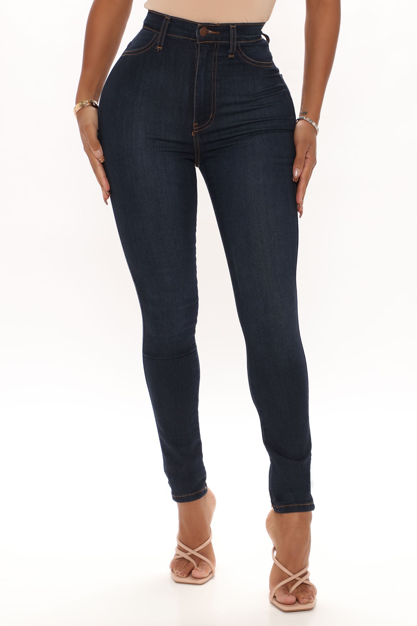 Classic High Waist Skinny Jeans - Dark Denim