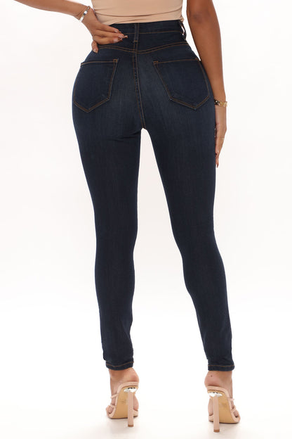 Classic High Waist Skinny Jeans - Dark Denim
