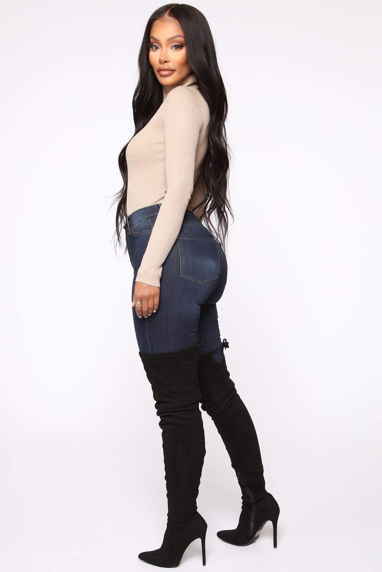 Classic High Waist Skinny Jeans - Dark Denim