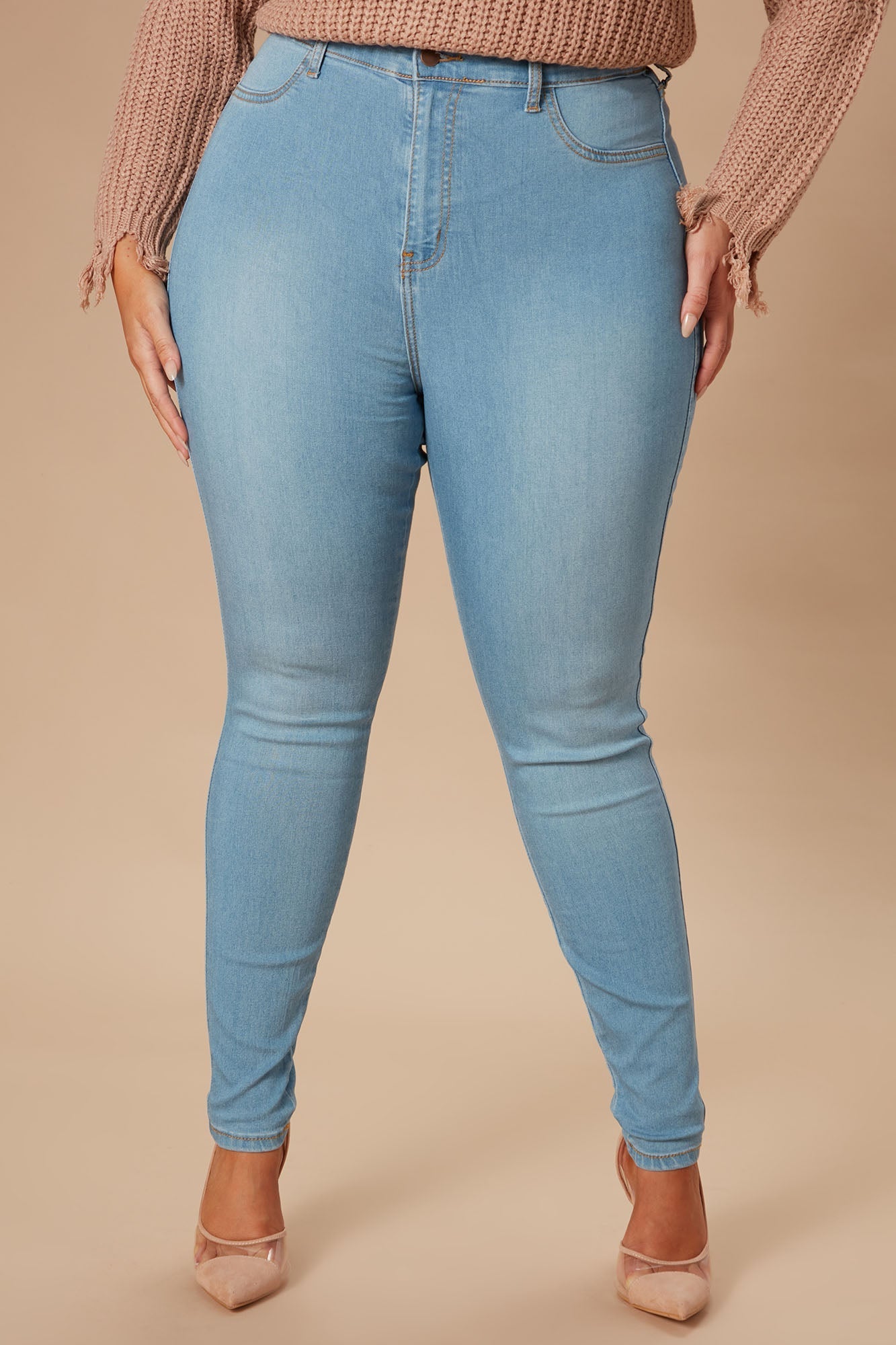 Classic High Waist Skinny Jeans - Light Blue Wash